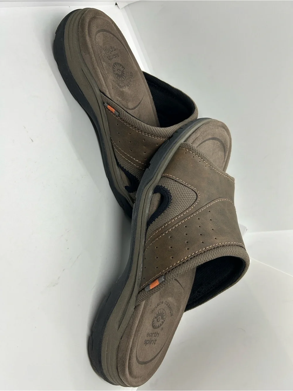 Earth Spirit Mens Brown Gelron Cushion Slide Sandals Size 11 US
